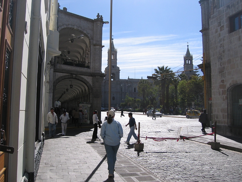 0806170004.JPG - Day 11, Tuesday, June 17, Arequipa.  We enter the Plaza de Armas.